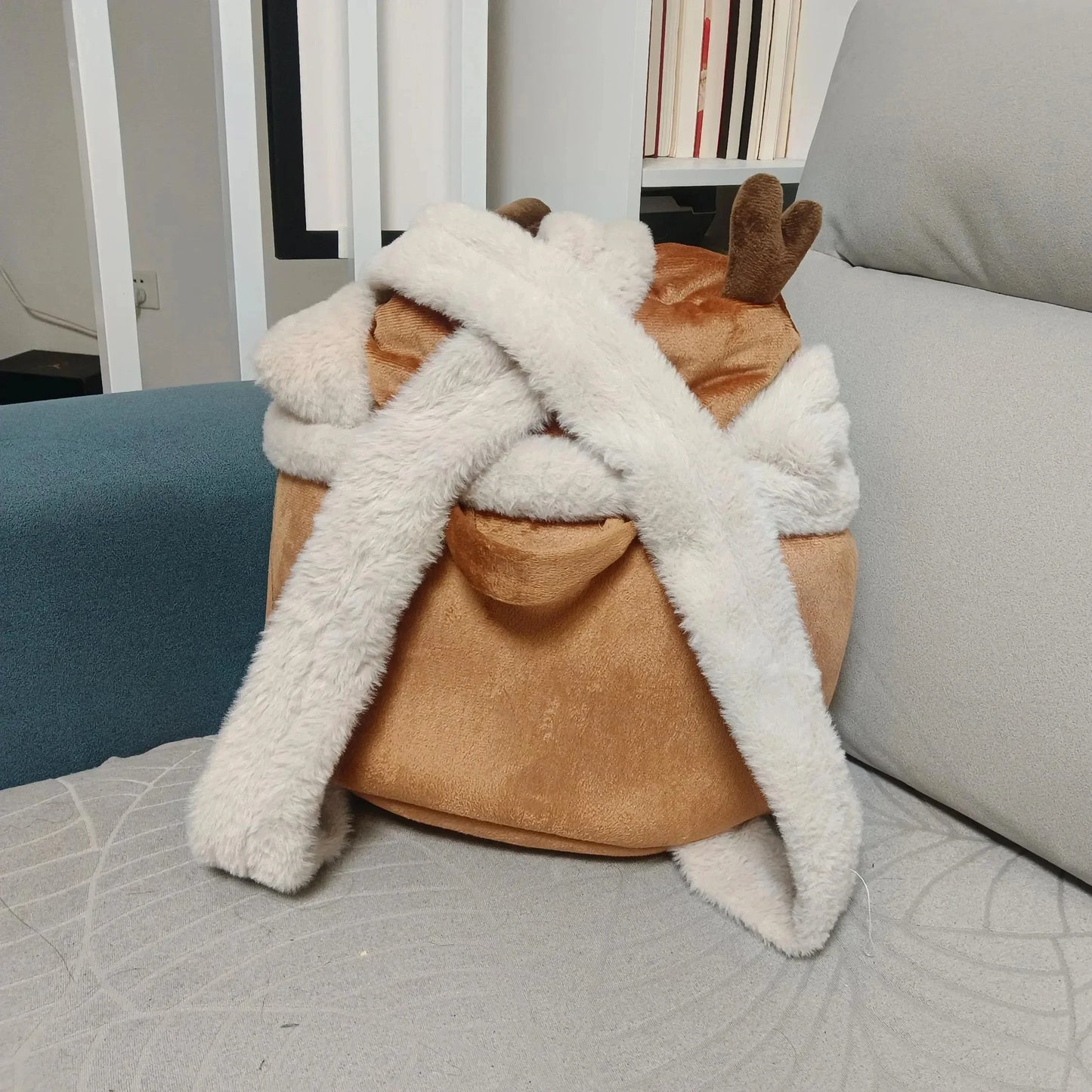 Winter Cat Backpack Pet Carrier Warm Soft Sherpa Travel Bubble Bag Leash Hole For Small Cats Warme Schräg Cross Haustier Tasche