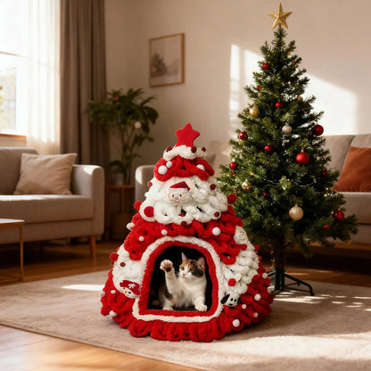 🐾 Pawfect Elite™ Christmas Tree Pet Bed 🎄 Warm Indoor Sleeping Nest 🏠