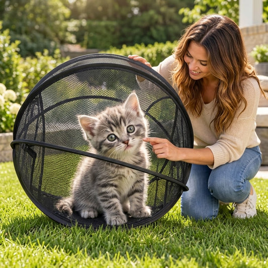 🐱 Pawfect Elite™ Pop-Up Cat Playpen – Foldable Portable Mesh Cat Tent 🐾