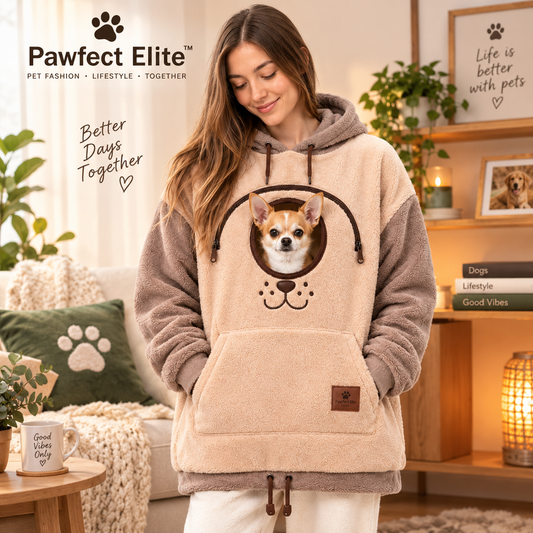 🐶 Pawfect Elite™ Dog Pouch Hoodie  Fleece Lined  Unisex Carrier Sweatshirt 🐾