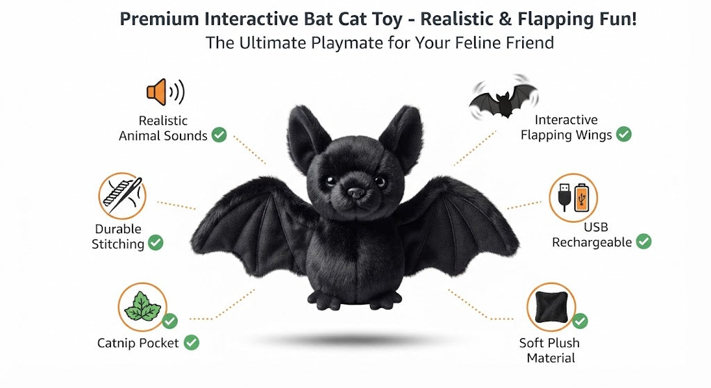 🎃🦇 Pawfect Elite® Halloween Bat Toy – Interactive Rechargeable Pet Toy with Flapping Wings & Catnip 🐾