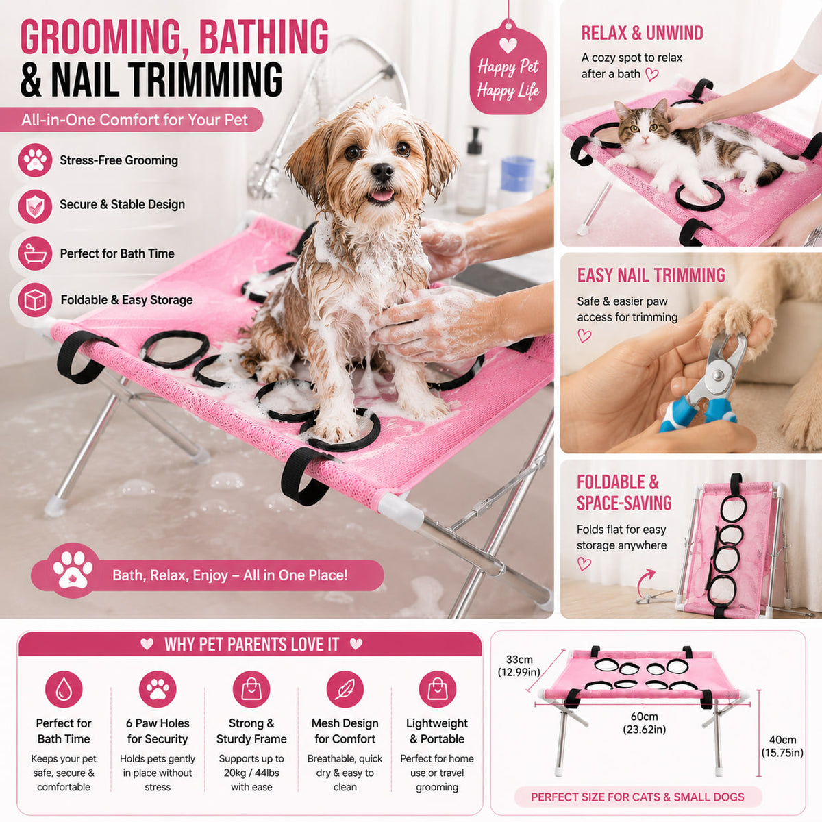 Pawfect Elite™ — Safe, Stable & Foldable Pet Grooming Table🛁🏡